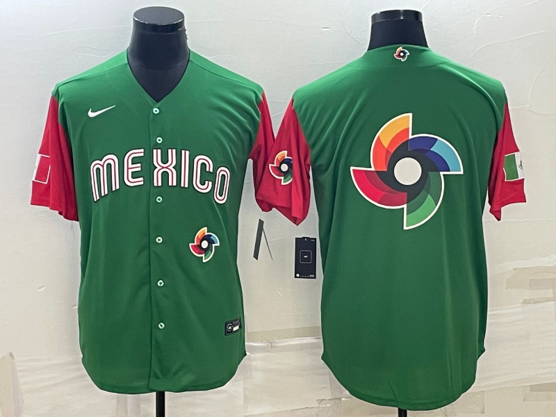 Men's Mexico Baseball 2023 Green World Baseball Big Logo With Patch Classic Stitched Jersey